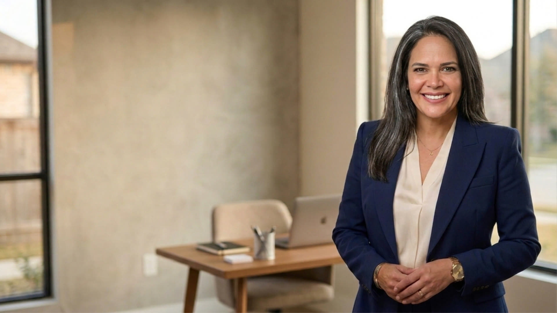 Alimar Tovar, agente de seguros, en su oficina de Katy, Texas